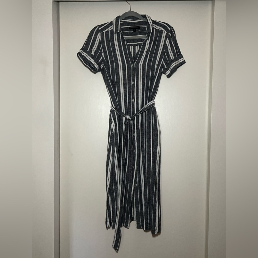 Linen blend shirt dress